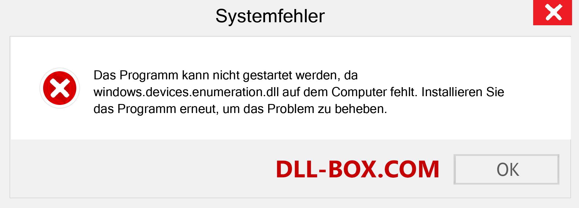 windows.devices.enumeration.dll-Datei fehlt?. Download für Windows 7, 8, 10 - Fix windows.devices.enumeration dll Missing Error unter Windows, Fotos, Bildern